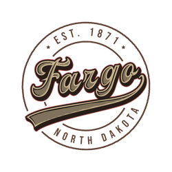 Beautifully designed Fargo North Dakotawith retro style font.