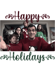 Dunphy family from Modern Family Happy Holidays greeting card