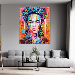 frida kahlo poster, frida kahlo canvas art, frida kahlo velvet dress, frida kahlo painting, ready to hang