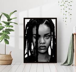 rihanna poster, singer wall art, rolled canvas print, canvas wall print, musical poster