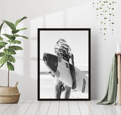 vintage surfboards poster california retro ocean beach surfers summer black & white photography coastal wall art decor c