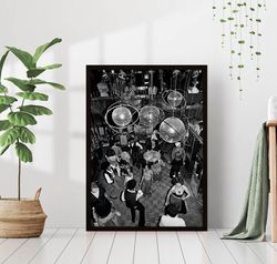 disco balls club print black and white retro vintage luxury fashion dj music dance party photography canvas framed print