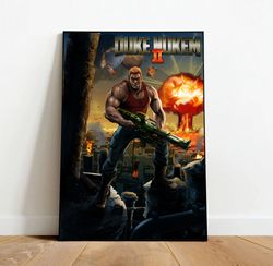 duke nukem poster, canvas wall art, rolled canvas print, canvas wall print, game poster