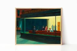 edward hopper nighthawks canvas print poster frame painting wall art room decor vintage modern famous painting american