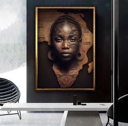 african local woman, african woman art, modern art, wall art canvas , ready to hang canvas painting, canvas gift, canvas