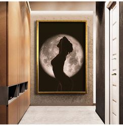 full moon and sea canvas print wall painting, moon landscape wall art on canvas, canvas painting, ready to hang canvas p