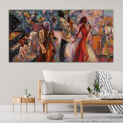 abstract jazz music wall art, african american art, large canvas wall art, modern art, dine room decor, musician saxopho