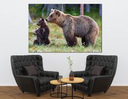 bears wall art prints bear family print nursery wall art brown bear and cubs canvas wall art baby bear animal print kids