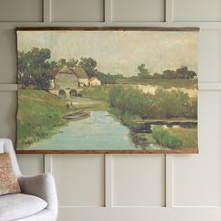 extra large vintage art canvas  large vintage print  landscape vintage art  summer day vintage art  modern canvas hangin