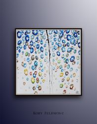 abstract 35 oil painting abstract curtain of blue balls  amazing texture, oil painting on canvas, handmade and art, koby