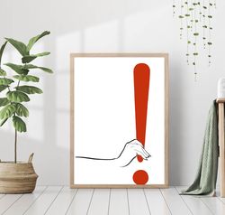 exclamation point retro art vintage red & white print poster canvas framed printed art deco wall art trendy decor chic p