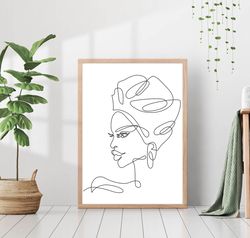 african american woman line art minimalistic female figure wall art poster canvas framed printed drawing modern feminine