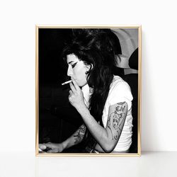 amy winehouse print famous singer pop music artist poster black and white retro vintage photography canvas framed femini