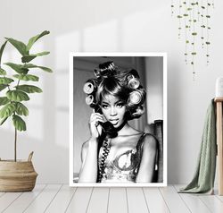 naked woman reading newspaper vintage retro photo fashion bedroom kitchen art coffee shop decor photography poster canva