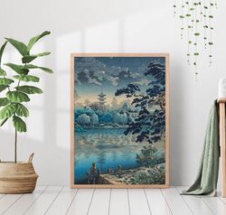 vintage japanese asian scenery painting canvas printed poster framed antique wall art decor trendy living room print kor