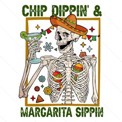 funny skeleton chip dippin and margarita sippin png