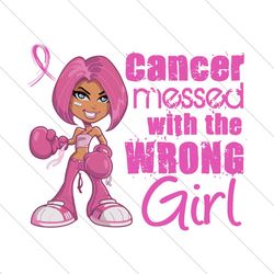 cancer messed with the wrong girl, trending svg, breast cancer svg file