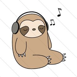 sloth music svg, cute sloth svg,sloth lover svg, hydroflask sticker svg, vine sticker, svg file