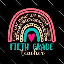 fifth grade teacher leopard rainbow svg