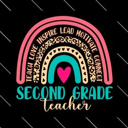 second grade teacher leopard rainbow svg