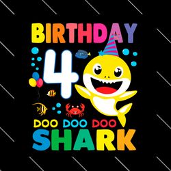 birthday baby shark 4 years old svg