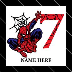 birthday boy 7 years old spiderman custome name svg