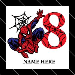 birthday boy 8 years old spiderman custome name svg