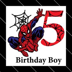 birthday boy 5 years old spiderman svg