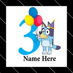bluey 3rd birthday custom name svg