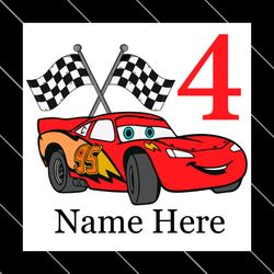 birthday boy 4 years old lightning mcqueen car custom name svg file