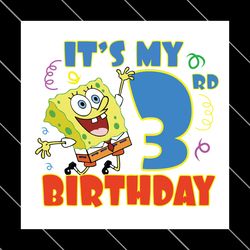 spongebob birthday boy 3 years old svg