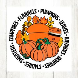 fall vibes flannels pumpkins leaves svg