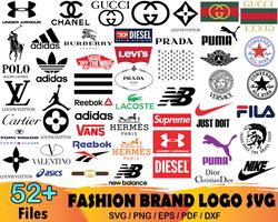 52 fashion brand logo bundle svg, under armor svg, chanel svg