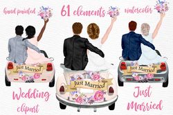 just married wedding clipart png, bride and groom, wedding clipart