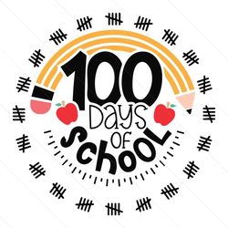retro pencil 100 days of school svg instant download