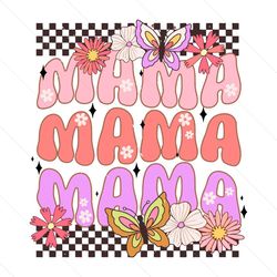checkered mama flowers butterfly svg