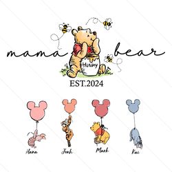 custom mama bear est 2024 winnie the pooh png