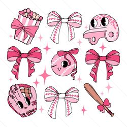 pink baseball mom era tie bow svg