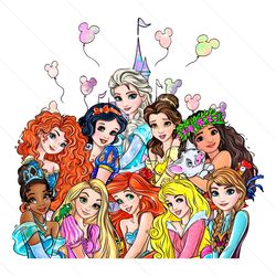 retro disney princess castle balloons png