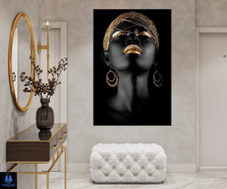 black women canvas wall art modern african american art gold african women print extra large wall art