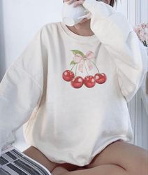 cherry sweatshirt vintage graphic sweatshirt comfort colors trendy crewneck sweatshirt gift for her y2k hoodie aesthetic