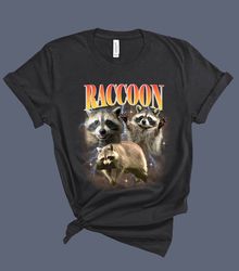 vintage raccoon bootleg rap tee style, 90s retro raccoon t-shirt, raccoon lover gift, funny raccoon tee, cute raccoon sh