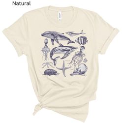 vintage sea animal tshirt,retro ocean nature shirt,sealife tshirt, whale, starfish, dolphin tee, gift for her & him,unis