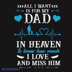 all i want is for my dad in heaven svg, fathers day svg, dad svg, best dad svg, dad in heaven, heaven svg, dad life svg,