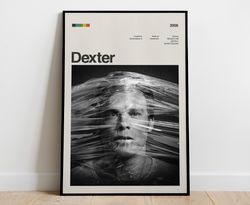 dexter tv series poster light theme, mid century tv series poster print, dexter retro poster wall decor, tv series art,