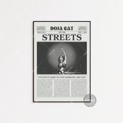 doja cat retro newspaper print, streets poster, streets lyric print, doja cat poster, hot pink poster,  lc3 v2 less139