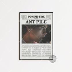dominic fike retro newspaper print, ant pile poster, ant pile lyric print, dominic fike poster, sunburn poster,  lc3 les