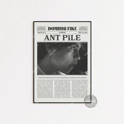 dominic fike retro newspaper print, ant pile poster, ant pile lyric print, dominic fike poster, sunburn poster,  lc3 v2