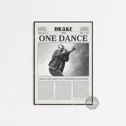 drake retro newspaper print, one dance poster, one dance lyric print, drake poster, views poster,  lc3 less156