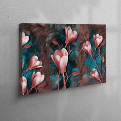 3d canvas, large canvas, canvas decor, magnolia flowers canvas gift, modern art, floral art canvas, flower poster, botan